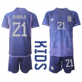 Baby Fußballbekleidung Argentinien Paulo Dybala #21 Auswärtstrikot WM 2022 Kurzarm (+ kurze hosen)